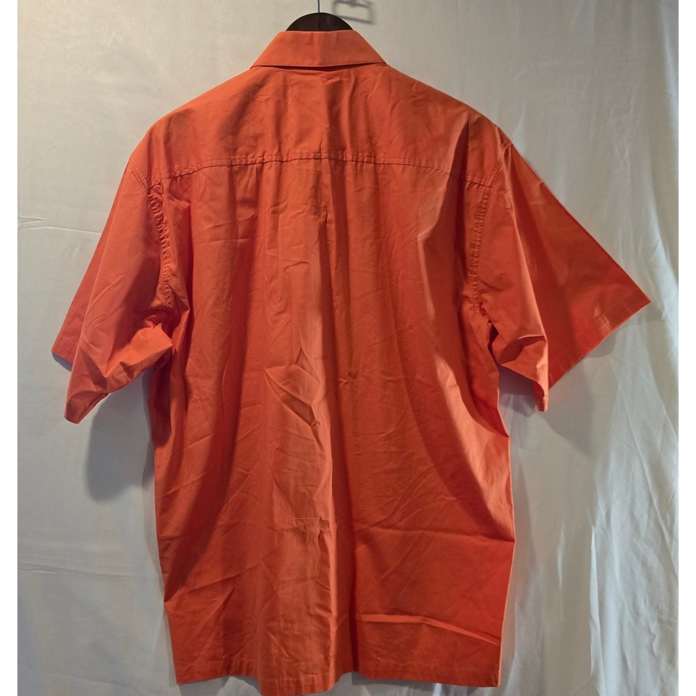 Bruno Minelli Men's Orange Short Sleeve Stretch Button Down Shirt - Picture 5 of 5